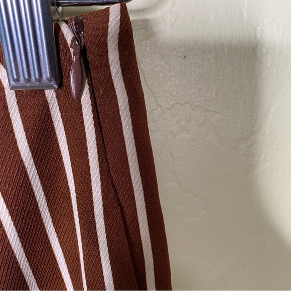Lulus Never Too Late Striped Split Hem Pants Brown Cream  Size S Small - Picture 9 of 14